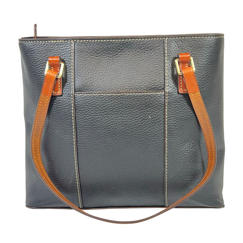 Dooney & Bourke Lexington Shopper Tote Tan Black Pebbled Leather Gold Hardware - Picture 2 of 16